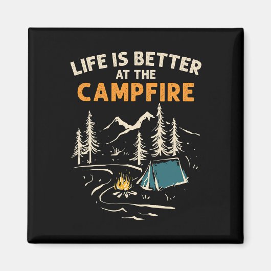 Kampeerder Kampeer Kamp Kampeer Kampvuur Leven Is  Magneet (Voorkant)