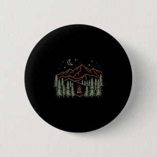 Kampeerder kampvuur bomen wandelen kamperen uitvoe ronde button 5,7 cm