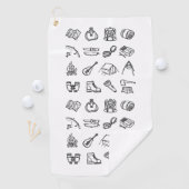 Kampeerelementen zwart & wit golfhanddoek (Insitu)