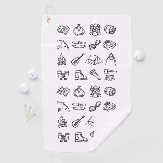 Kampeerelementen zwart & wit golfhanddoek (Insitu)