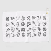 Kampeerelementen zwart & wit golfhanddoek (Horizontaal)