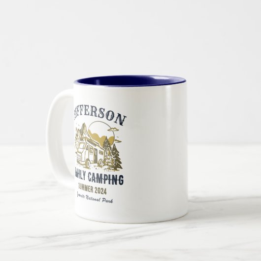  kampeergreep buitenshuis gezinshereniging tweekleurige koffiemok (Voorkant links)