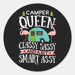 Kampeerkoningin Cly Sy Slim Grappig Vrouwen Meisje Ronde Sticker