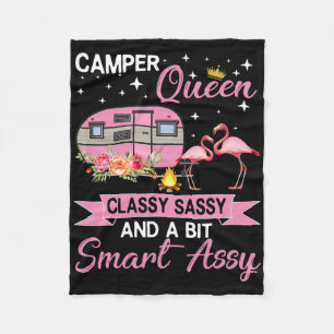 Kampeerkoningin Cly Sy Smart Y Camping Rv Cadeaus Fleece Deken