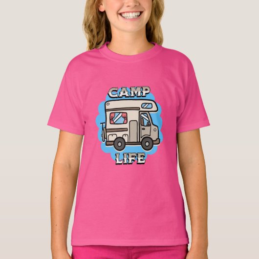 Kampeerleven | Retro Camper T-shirt (Voorkant)