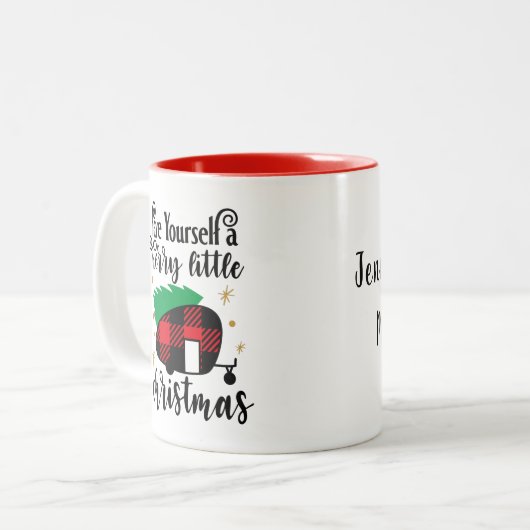 Kampeerlovers Buffalo Pset Trailer Kerstmis Tweekleurige Koffiemok (Voorkant links)