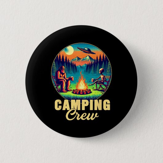 Kampeerploeg Kampeerder Drinkteam Grappige Bigfoot Ronde Button 5,7 Cm (Voorkant)
