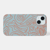 Kampeerroutes Topografie Kunst iPhone 15 Case (Achterkant horizontaal)
