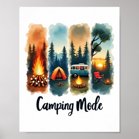 Kampeerstand Kampeer vuur Tent Van Zonsondergang S Poster (Voorkant)