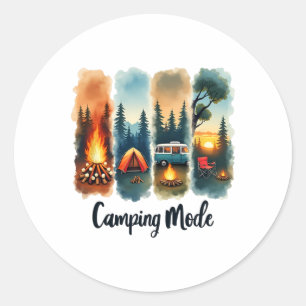 Kampeerstand Kampeer vuur Tent Van Zonsondergang S Ronde Sticker