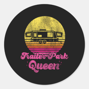 Kampeerster Retro Vintage Trailer Park Koningin Ronde Sticker