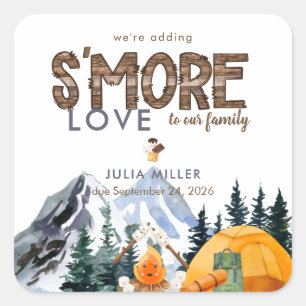 kampeerster   Rustiek Baby shower Favor Vierkante Sticker