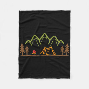 Kampeerterrein Tent Bomen Berg Minimalistisch Kamp Fleece Deken