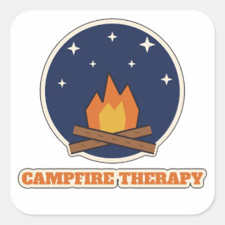 Kampeertherapie Linocut Kampeer Shirt Vierkante Sticker