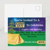 Kampeeruitnodiging  briefkaart (Voorkant / Achterkant)