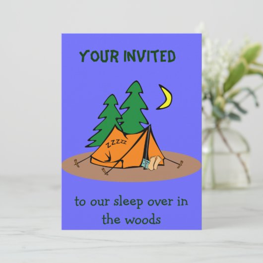 kampeeruitnodiging kaart (Staand voorkant)