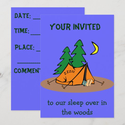 kampeeruitnodiging kaart (Voorkant / Achterkant)