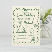 Kampeeruitnodiging Kampeerterrein Handgetekend Kam Kaart (Staand voorkant)