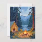 Kampeeruitstap Bos Kampvuur Tent Watercolor Kaart (Voorkant)