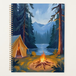 Kampeeruitstap Bos Kampvuur Tent Waterverf Planner