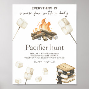 Kampeervuur baby shower - Fopspenen jacht spel Poster