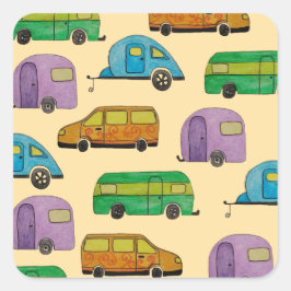 Kampeerwagens Vierkante Sticker