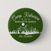 Kampeerweekend met tenten voor vrouwen op Bachelor Ronde Button 5,7 Cm (Voorkant)