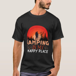 Kampement Is Mijn Gelukkige Plek Retro Zonsonderga T-shirt