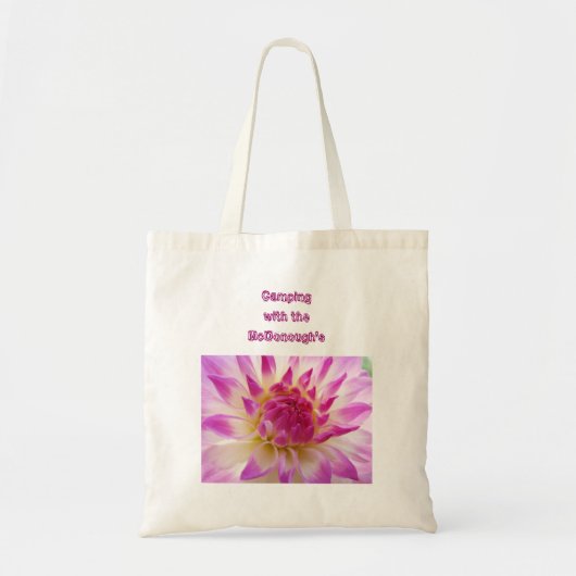 Kampement met de Your Custom Name Dahlia Bloem Tote Bag (Voorkant)