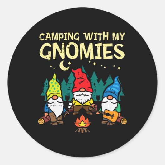 Kampement met mijn kabouters Grappige kampeer kabo Ronde Sticker (Voorkant)