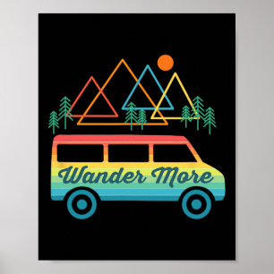 Kampement Retro Camper Van Vintage Zonsondergang B Poster