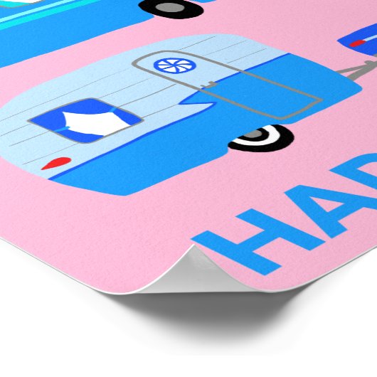 KAMPEN. Campervan Vanlife RV Trailer Pink Poster (Hoek)