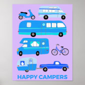 KAMPEN. Campervan Vanlife RV Trailer Pink Poster (Voorkant)
