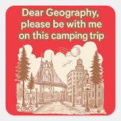 kamper vierkante sticker (Voorkant)