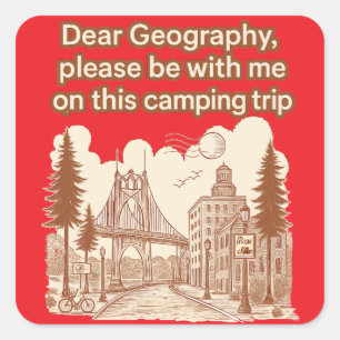 kamper vierkante sticker