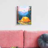 Kamperen Berg Aquarel Canvas Afdruk (Insitu (Woonkamer))