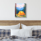 Kamperen Berg Aquarel Canvas Afdruk (Insitu (Slaapkamer))