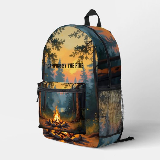Kamperen bij het vuur Back Pack Bedrukte Rugzak (Achterkant Hoek Rechts)
