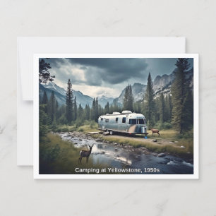 Kamperen bij Yellowstone 1950s Scene Briefkaart