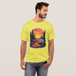 Kamperen bij zonsondergang in de wildernis van de t-shirt