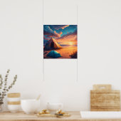 Kamperen bij zonsopgang poster (Keuken)