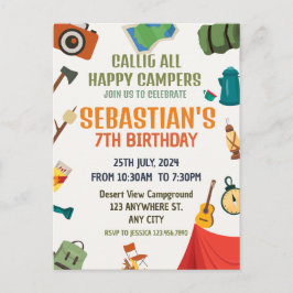Kamperen Buitenavontuur Jongens Verjaardagsfeestje Briefkaart