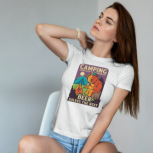 kamperen en bier t-shirt