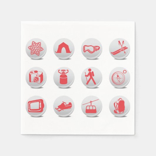 Kamperen en skiën papieren servetten (Voorkant)