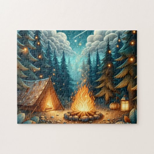 Kamperen in bos legpuzzel (Horizontaal)
