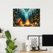 Kamperen in bos poster (Thuiskantoor)