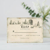 Kamperen in de bossen Trouwen RSVP kaarten (Staand voorkant)