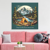 Kamperen in de Rocky Mountains Tekst toevoegen Kun Canvas Afdruk (Insitu (Woonkamer))