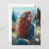 Kamperen in de wei met Sasquatch Briefkaart (Voorkant / Achterkant)