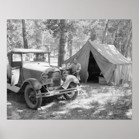 Kamperen in de Yakima-vallei, 1936. Oude foto Poster (Voorkant)